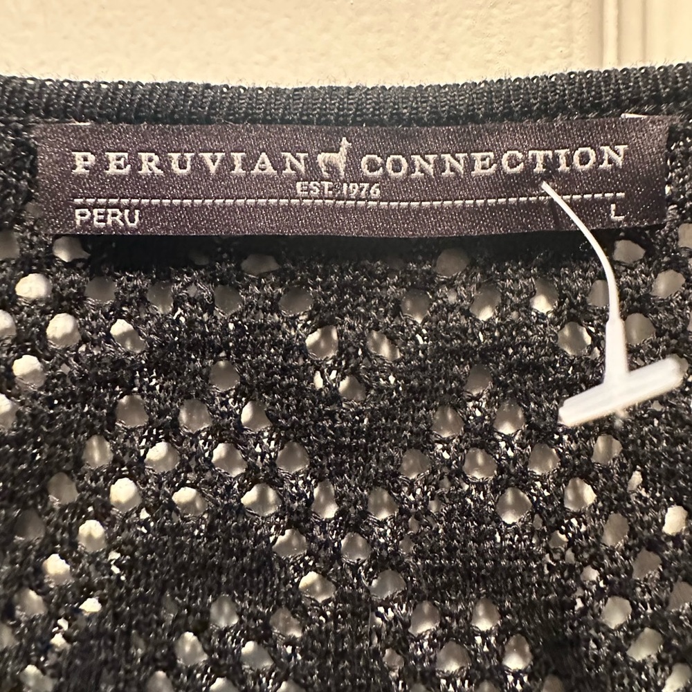PERUVIAN CONNECTION Portia Pima Cotton Lace Crochet Dress Black L - Picture 6 of 7